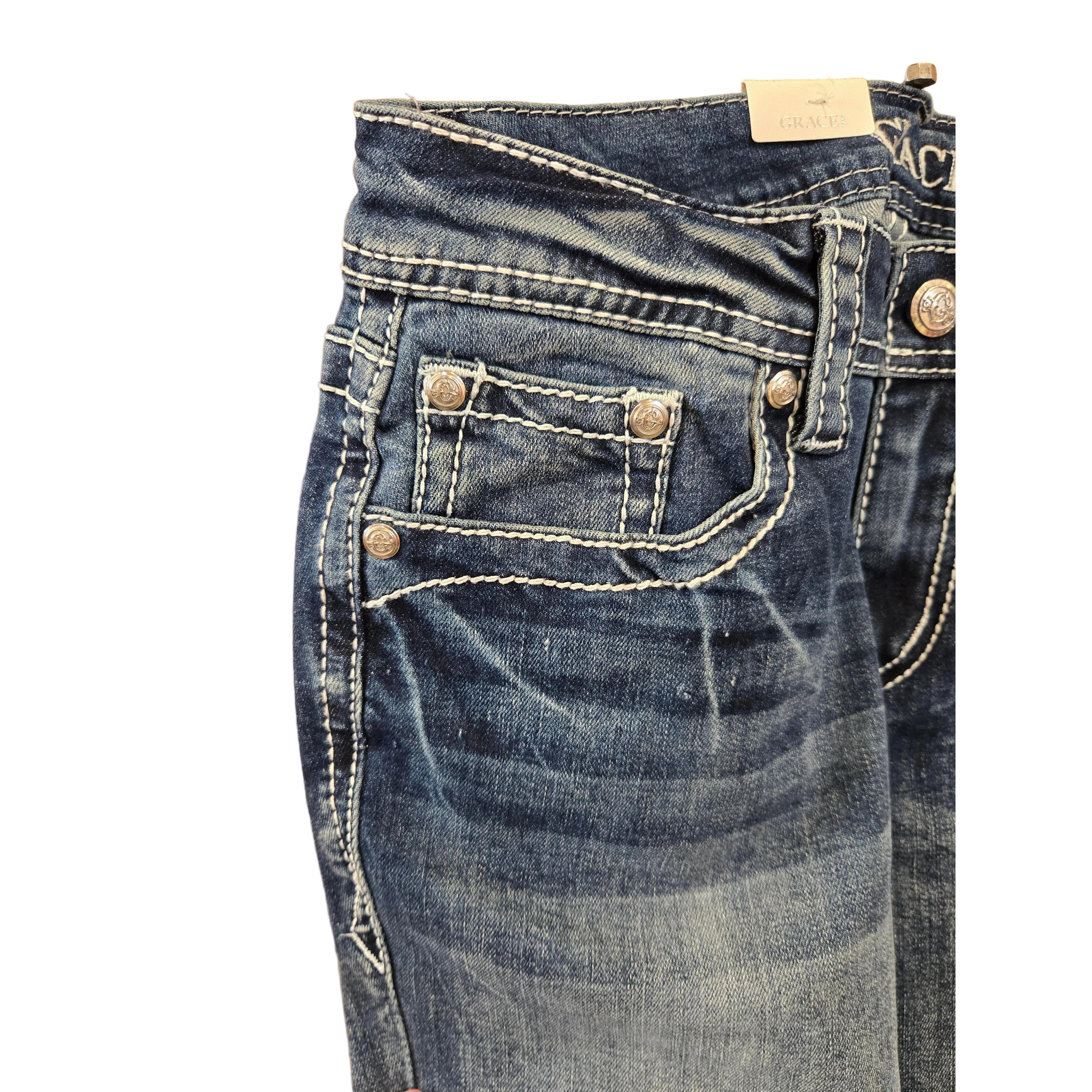 Grace in LA Women's Aztec BOHO Jeans - Image 2