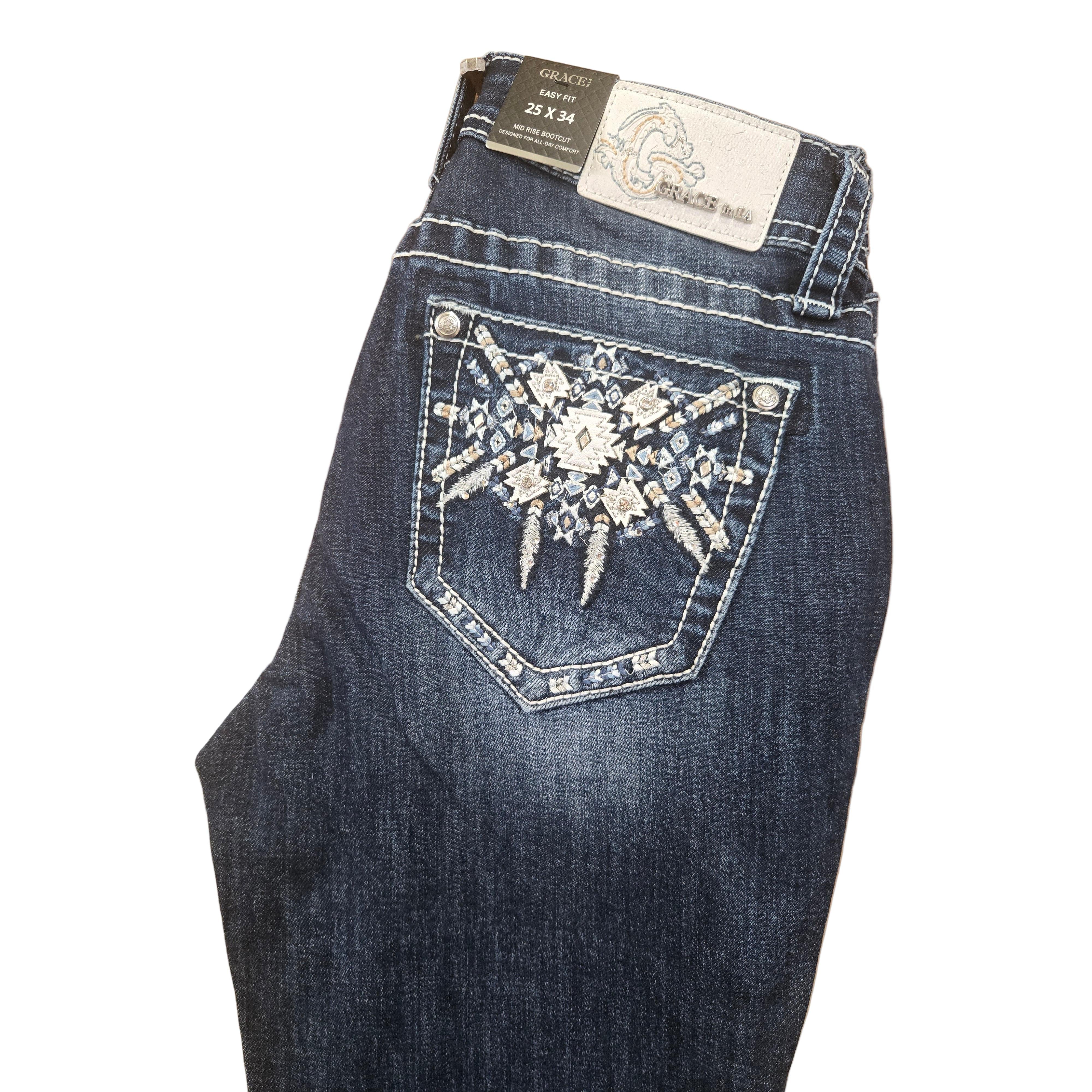 Grace in LA Women's Aztec Bootcut Jeans - Blue - Image 2