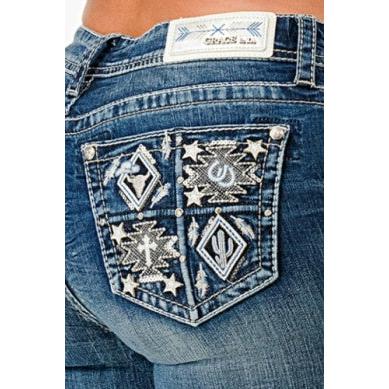 Grace in LA Women's Aztec Detail Western Jeans - Image 2