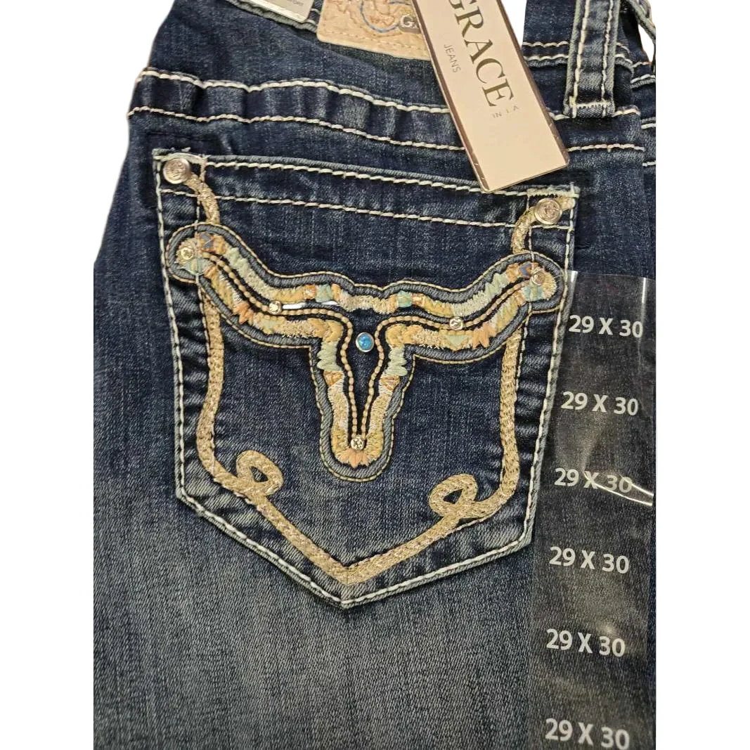 Grace in LA Women's Steer Head Jeans