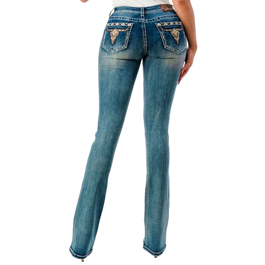 Grace in LA Women's Bootcut Jeans - Steerhead Leather