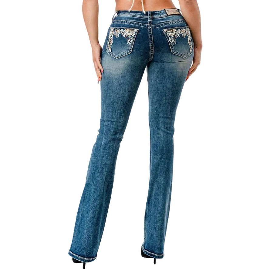 Grace in LA Women's Bootcut Jeans - Western Embroidery - Image 2