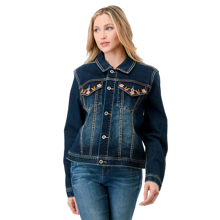 Grace in LA Women's Denim Jacket - Paisley Embroidery