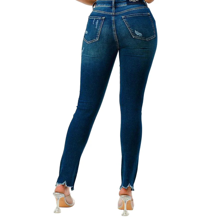 Grace in LA Women's Distressed Mid Rise Skinny Jeans - Image 2