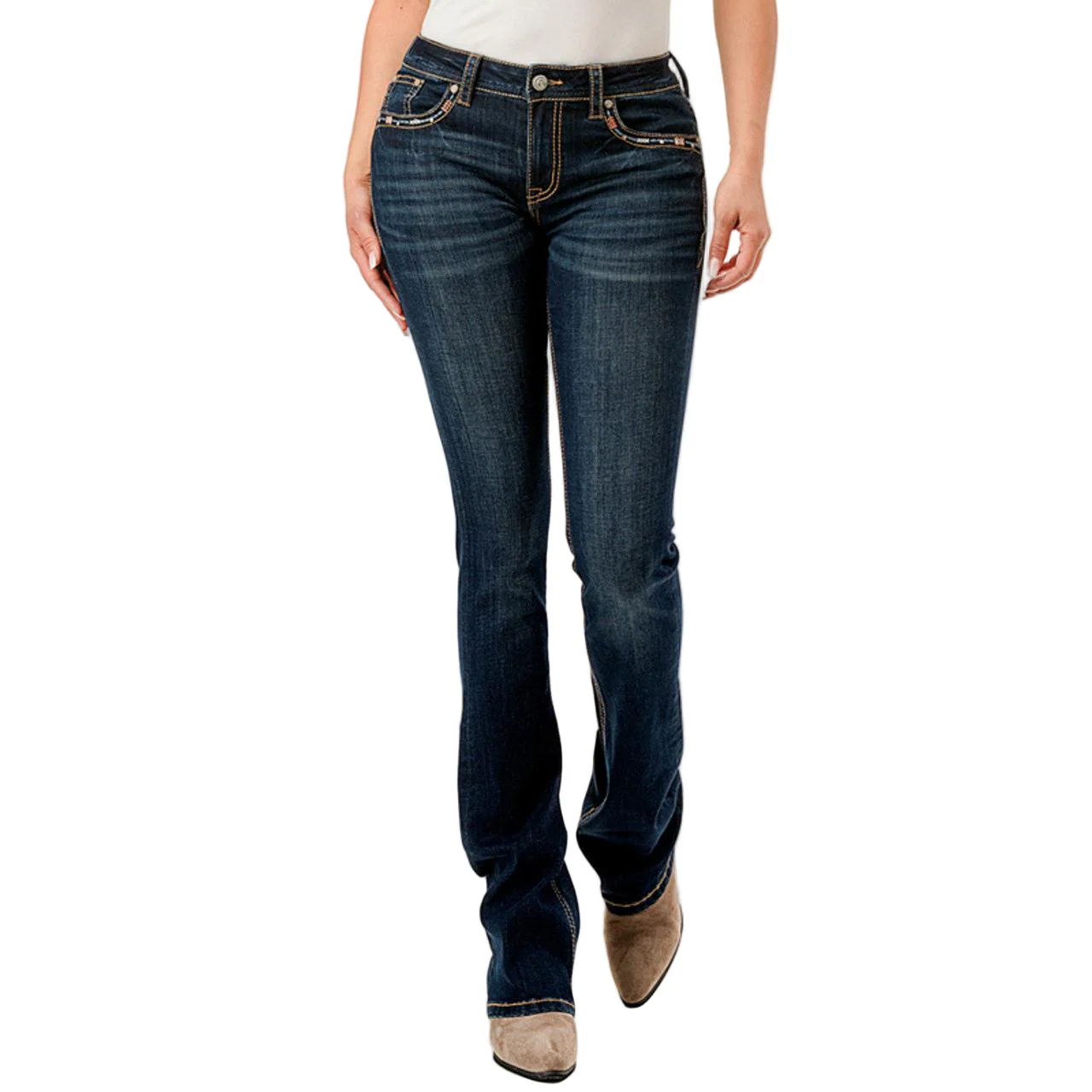 Grace in LA Women's Eagle Embellished Midrise Bootcut Jean - Dark Wash
