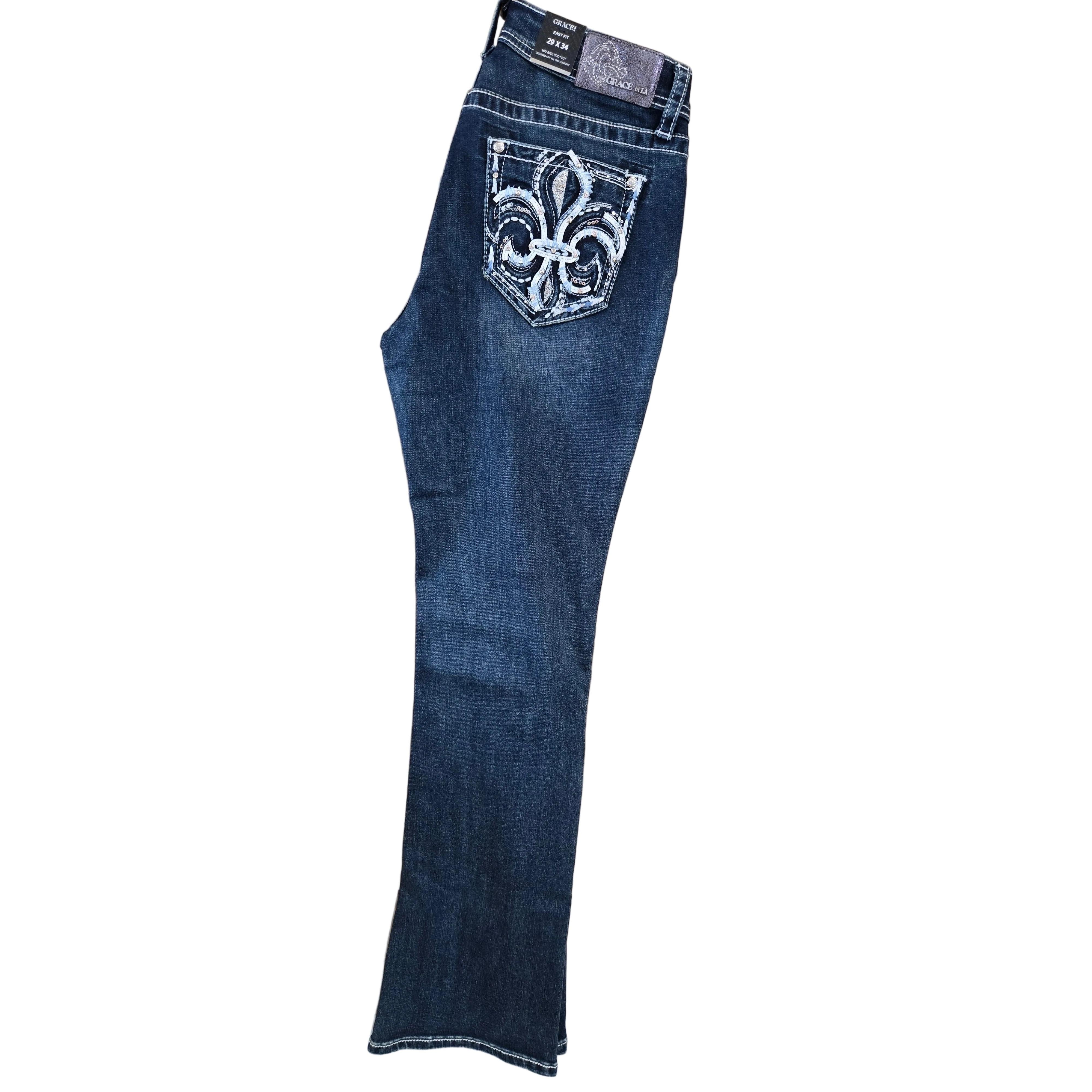 Grace in LA Women's Embellished Midrise Bootcut Jeans
