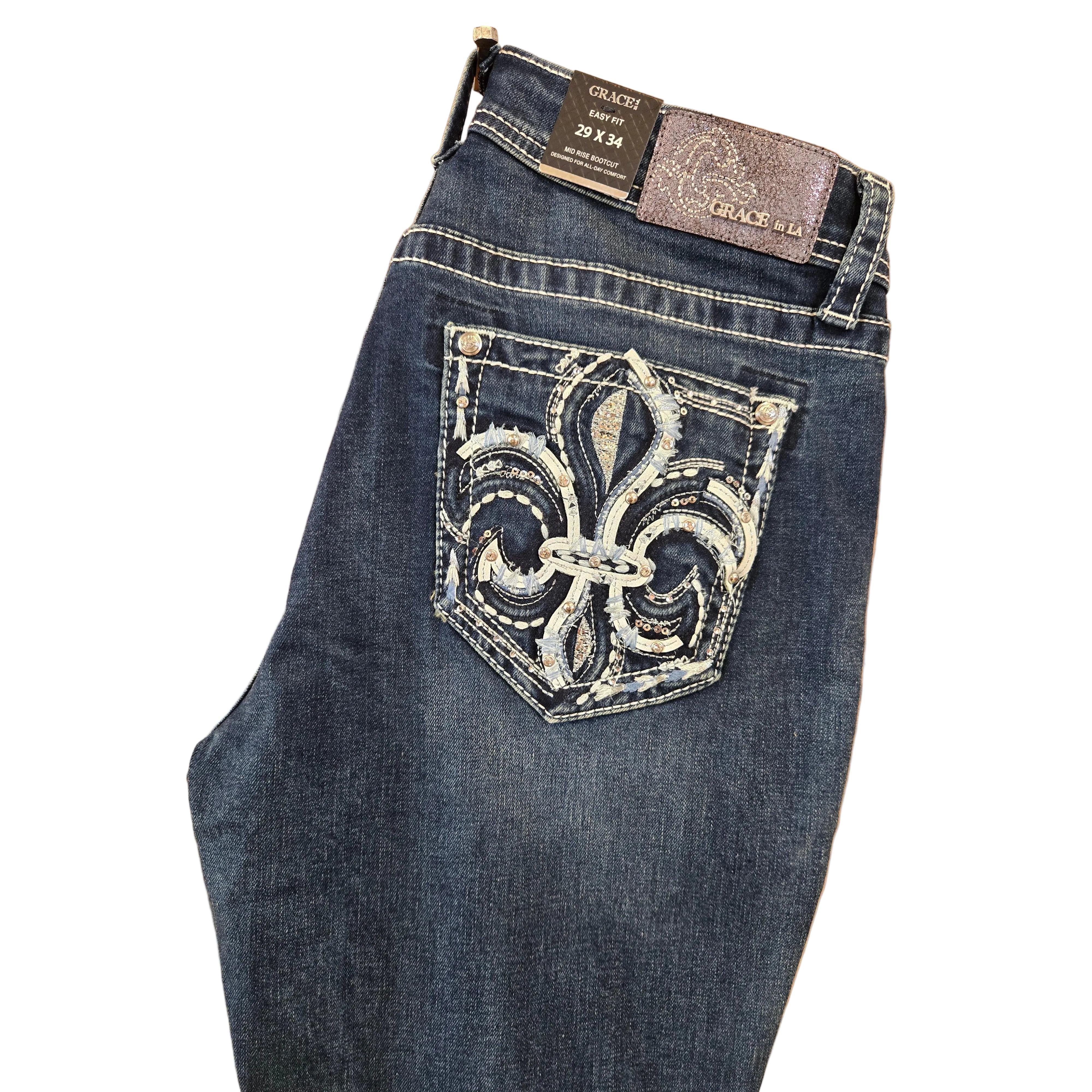 Grace in LA Women's Embellished Midrise Bootcut Jeans - Image 3