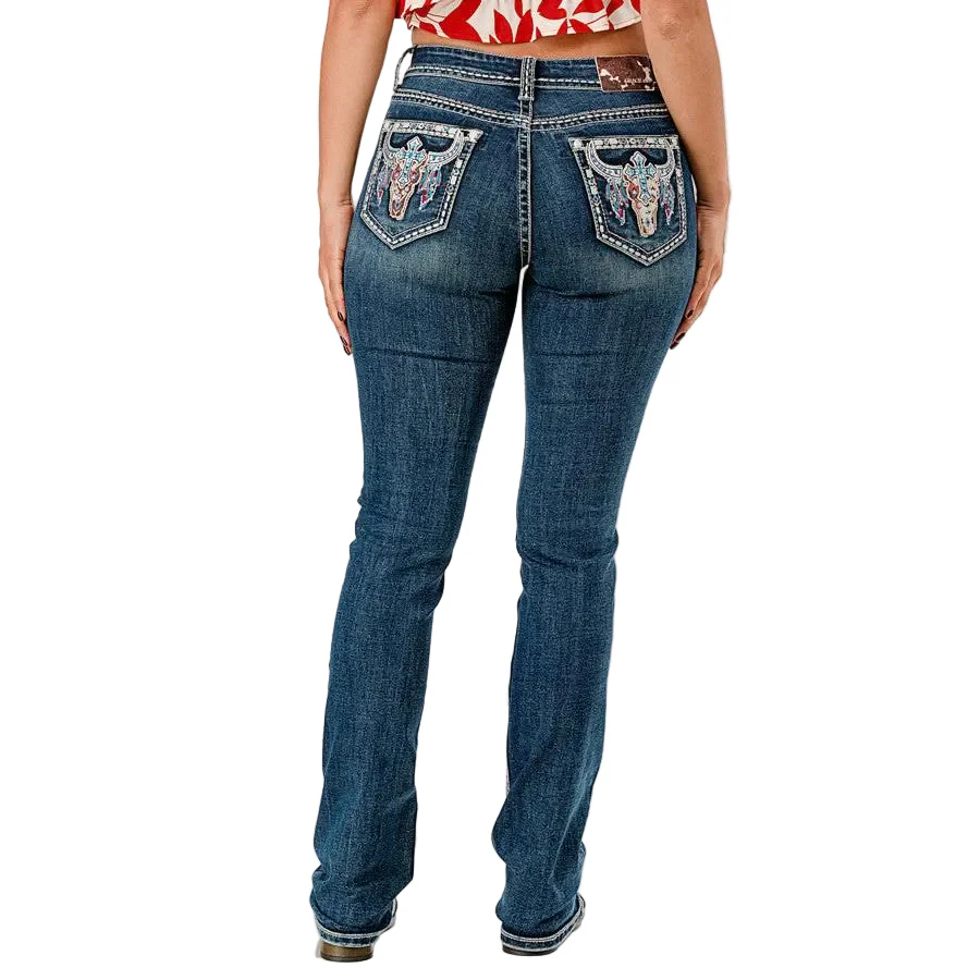 Grace in LA Women's Embroidered Bootcut Jeans - Image 2