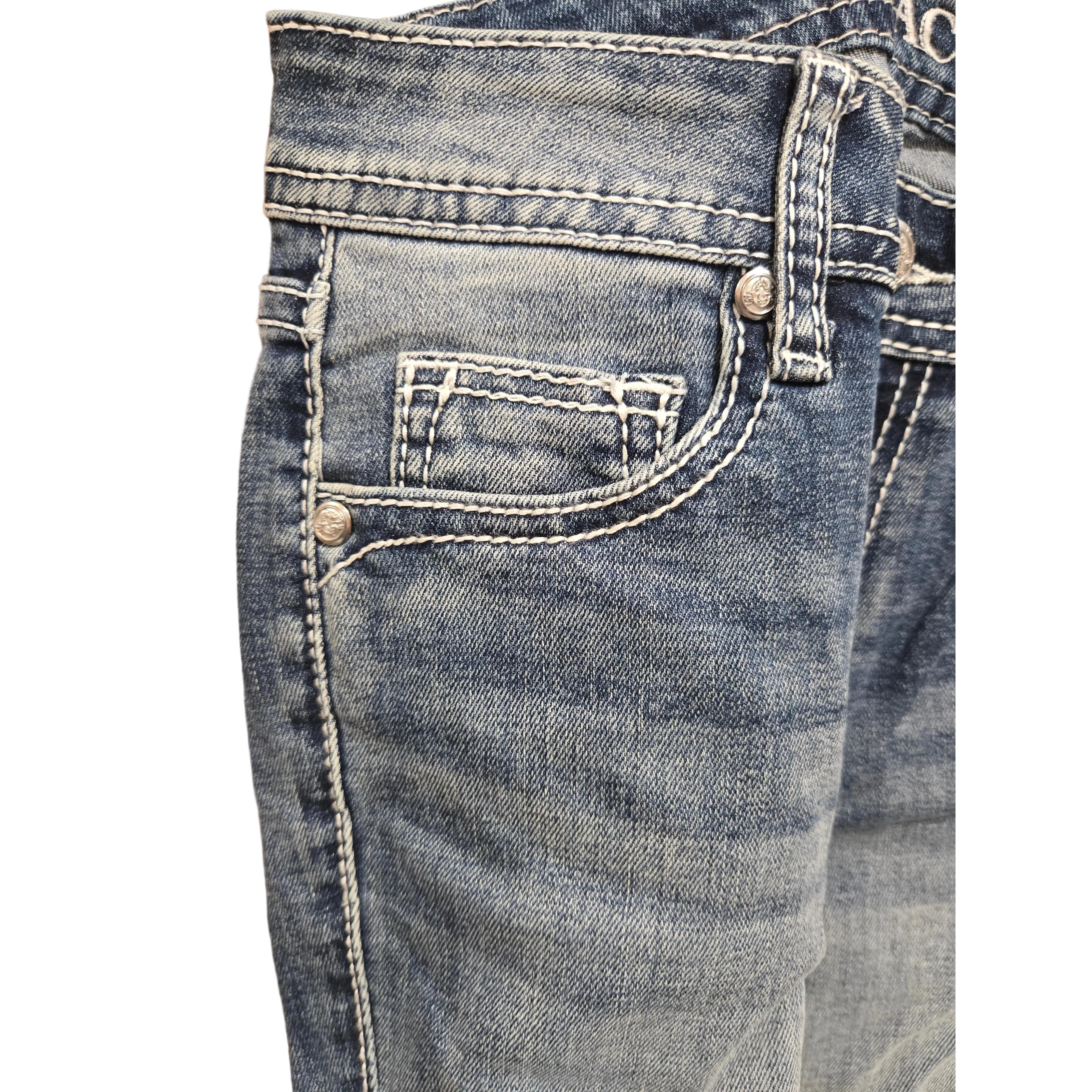 Grace in LA Women's Floral Flare Jeans - Light Blue - Image 2