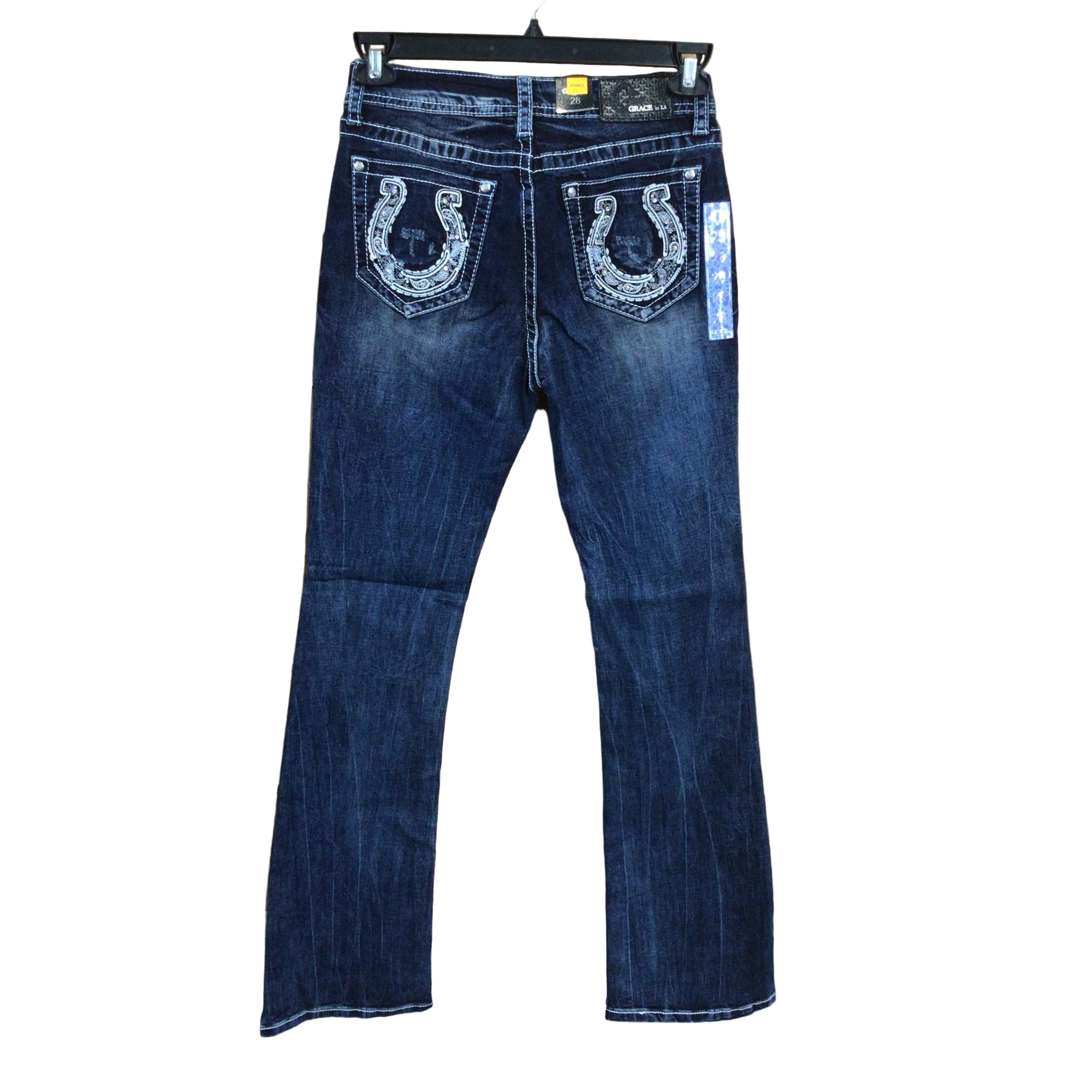Grace in LA Women's Horseshoe Detail Slim Western Jeans