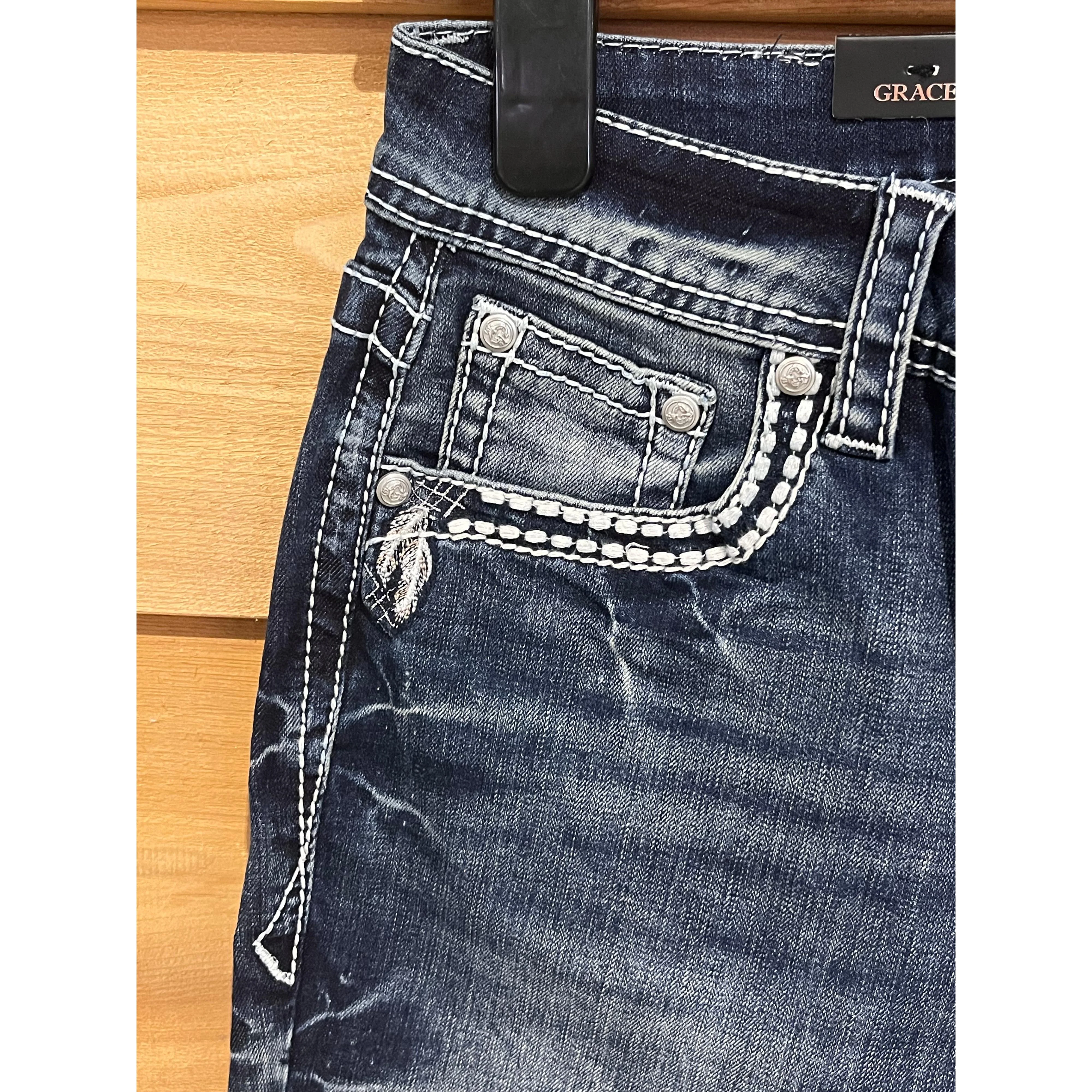 Grace in LA Women's Midrise Feather Bootcut Jeans - Image 2