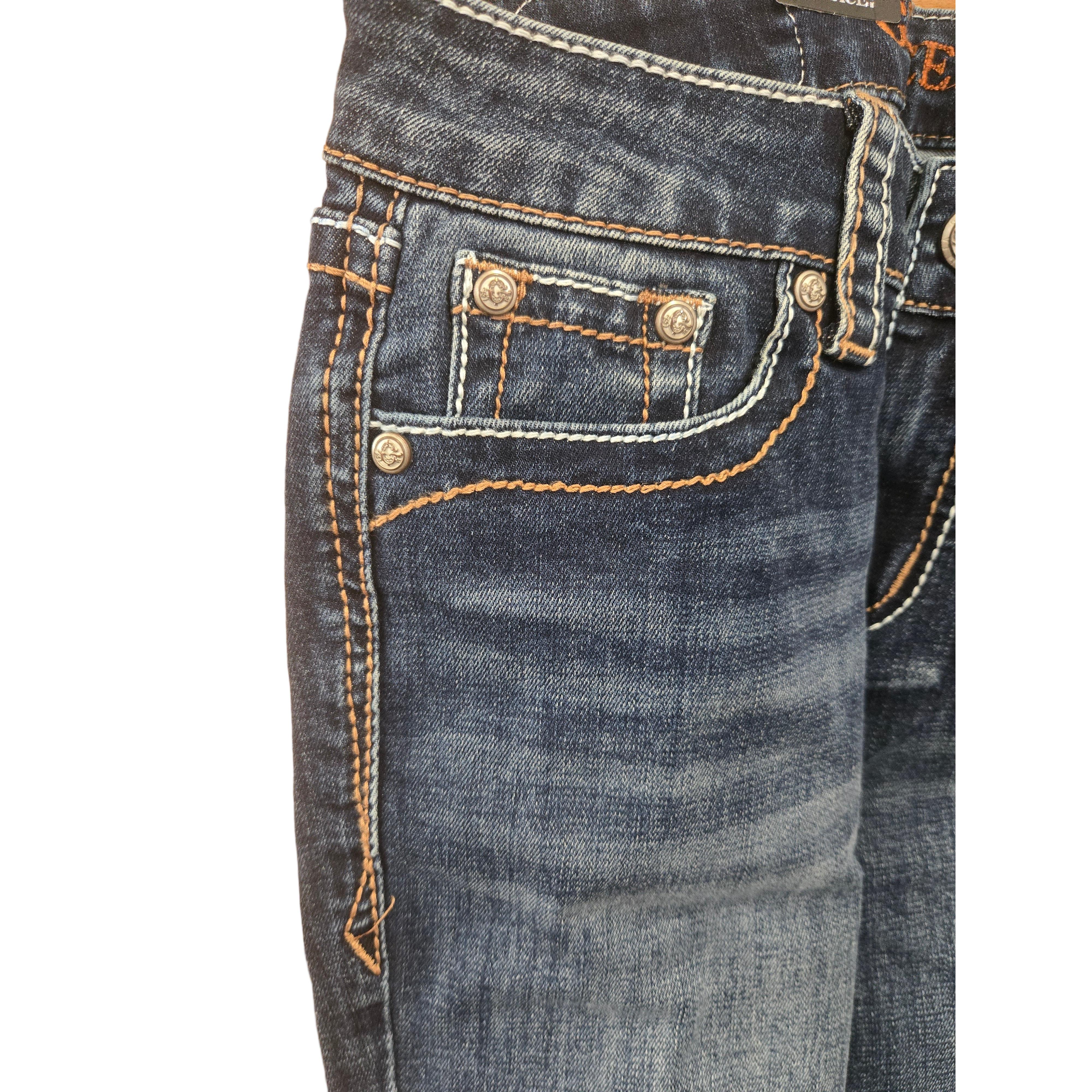 Grace in LA Women's Plain Midrise Bootcut Jeans- Blue - Image 3