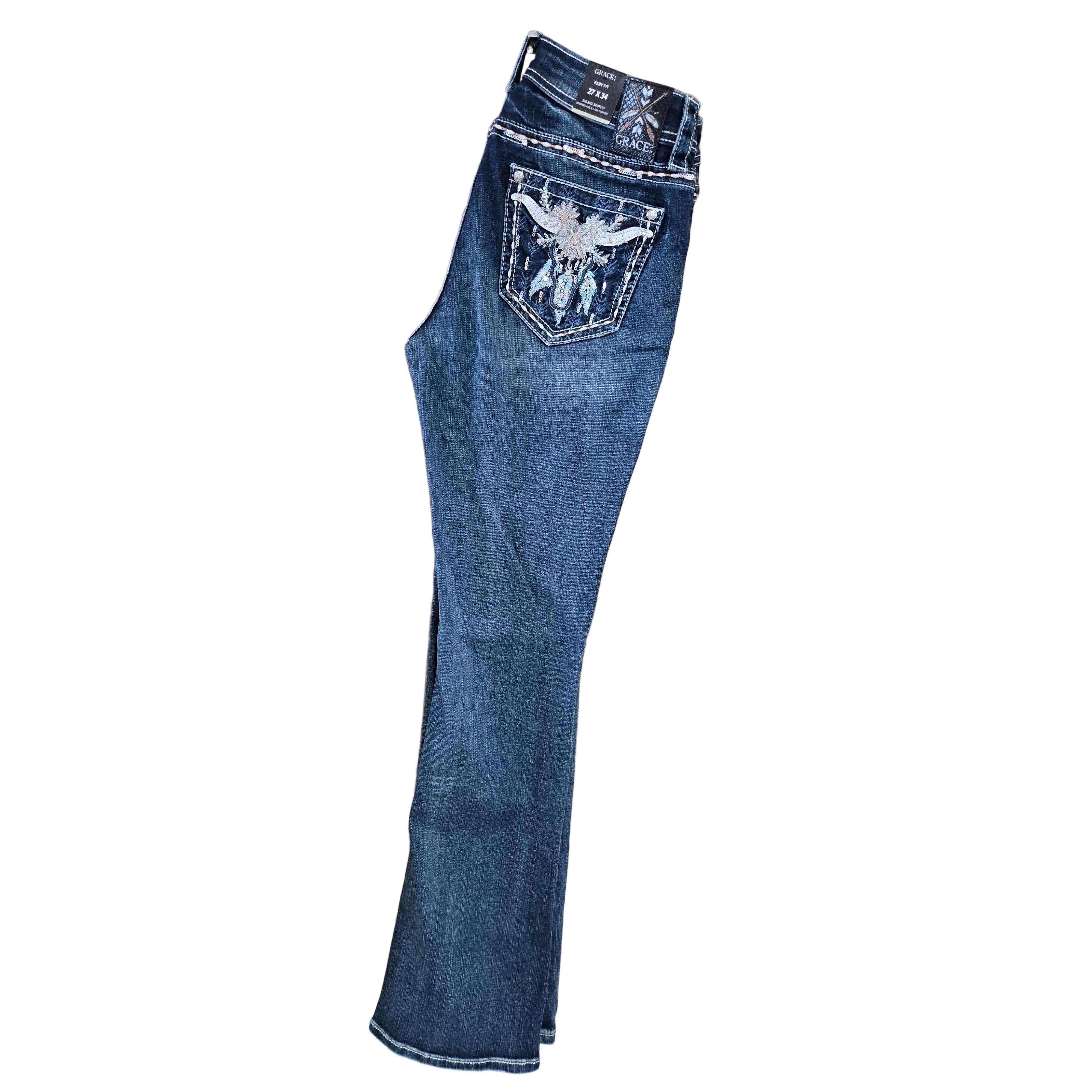 Grace in LA Women's Steer Head Jeans