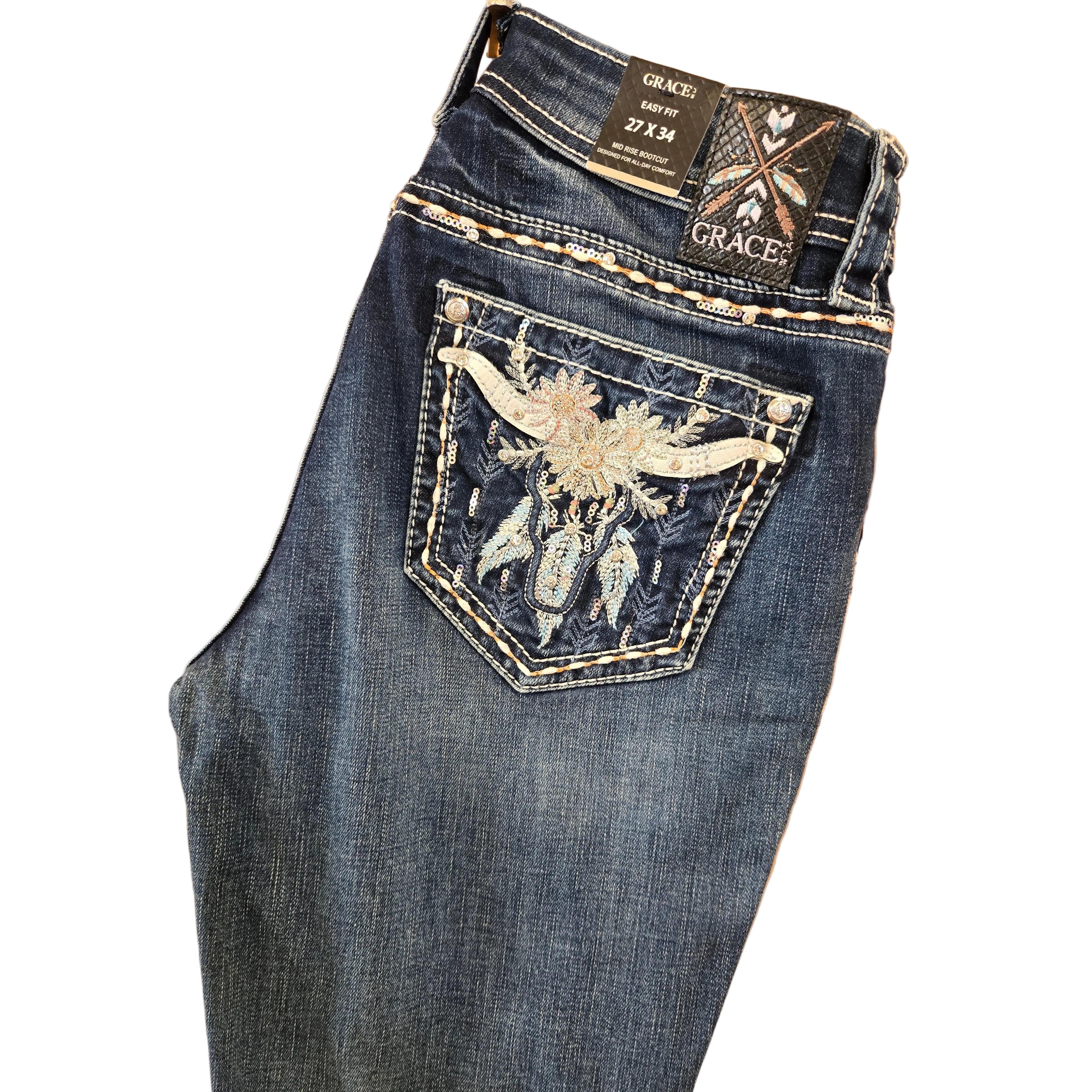 Grace in LA Women's Steer Head Jeans - Image 3