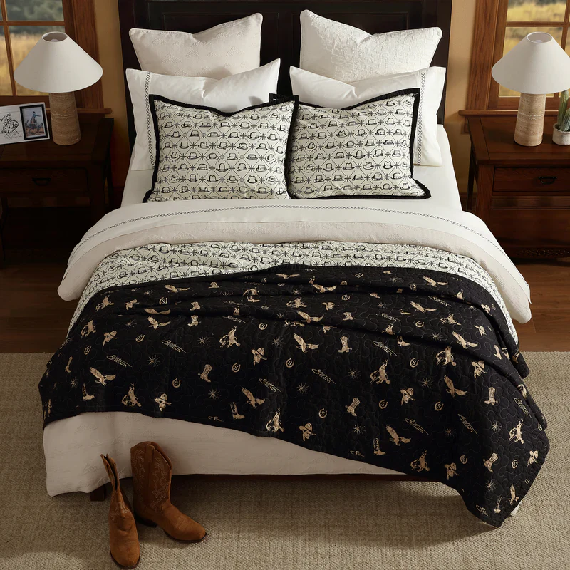 Hi End Accents Conversation Reversible Quilt Set- Black - Image 2