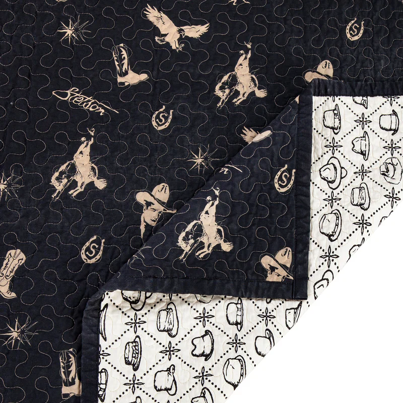 Hi End Accents Conversation Reversible Quilt Set- Black - Image 3