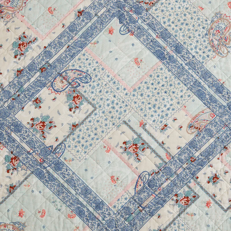 Hi End Accents Mirabelle Patchwork Prairie Quilt Set - Cornflower Blue - Image 4