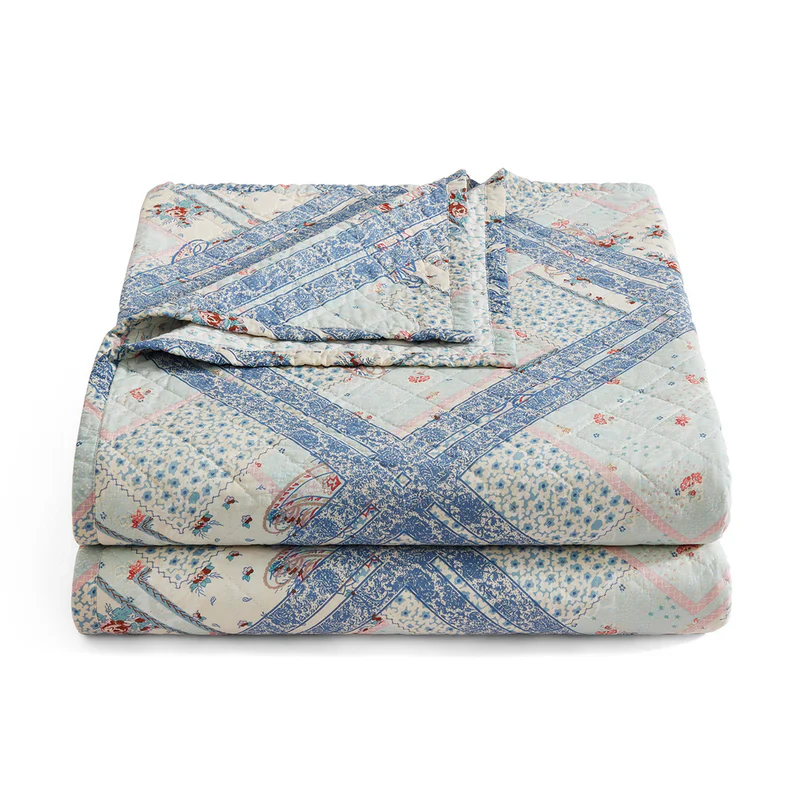 Hi End Accents Mirabelle Patchwork Prairie Quilt Set - Cornflower Blue - Image 5