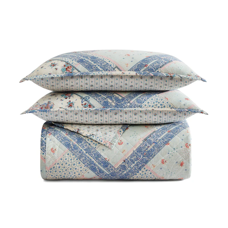 Hi End Accents Mirabelle Patchwork Prairie Quilt Set - Cornflower Blue - Image 6