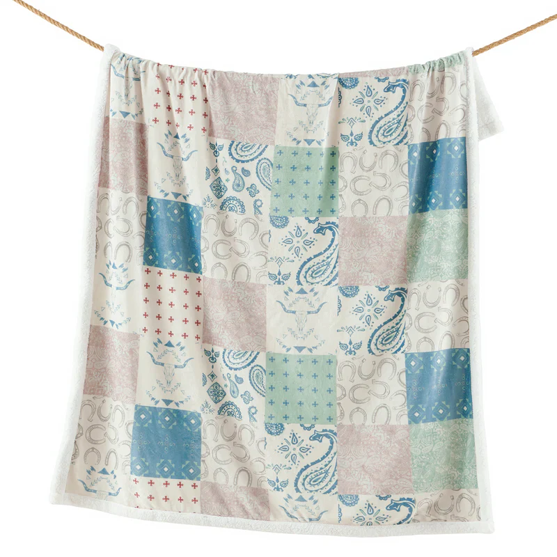 Hi End Accents Patchwork Paisley Campfire Sherpa Throw