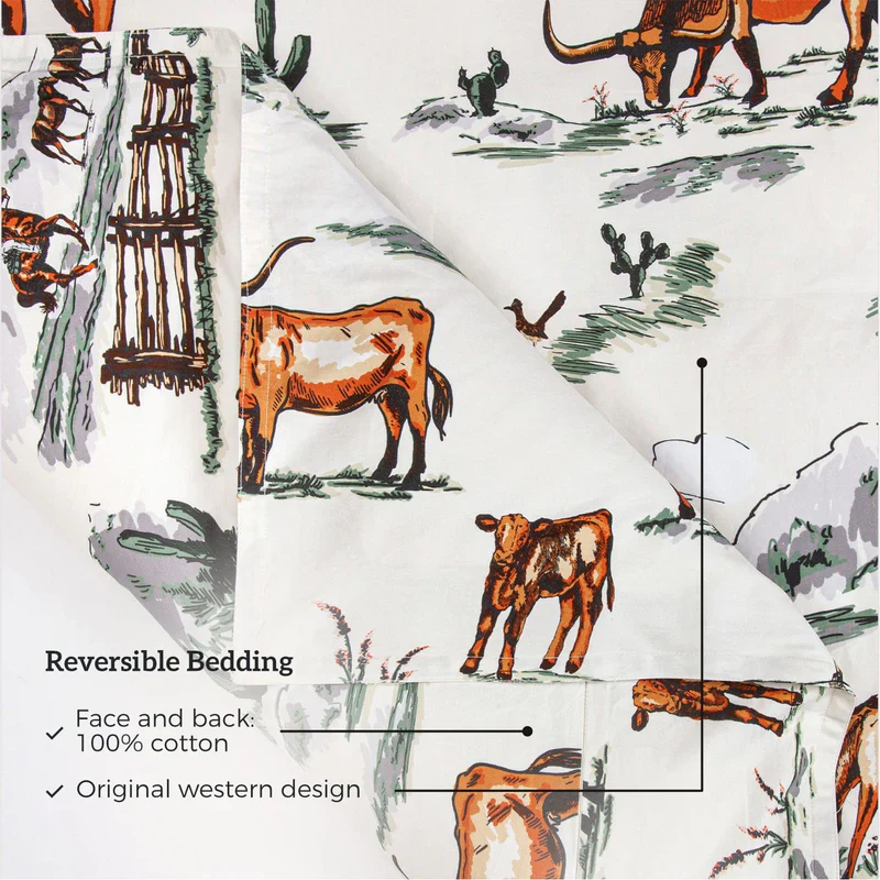 Hi End Accents Ranch Life Western 3 Piece  Toile Reversible Quilt Set- Black - Image 2