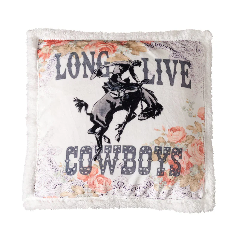 HiEnd Accents Long Live Cowboys Campfire Sherpa Pillow
