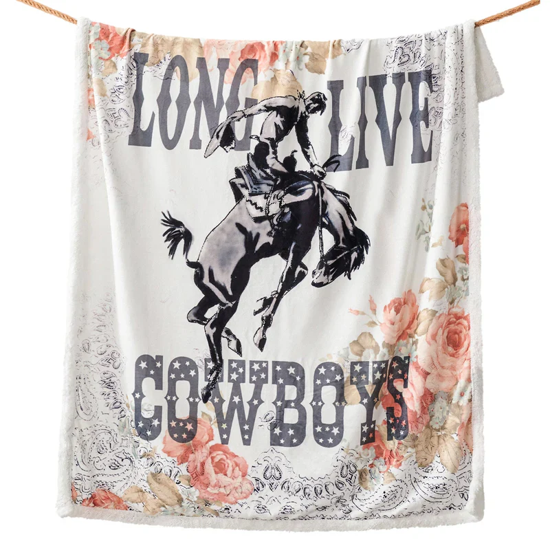 HiEnd Accents Long Live Cowboys Campfire Sherpa Throw