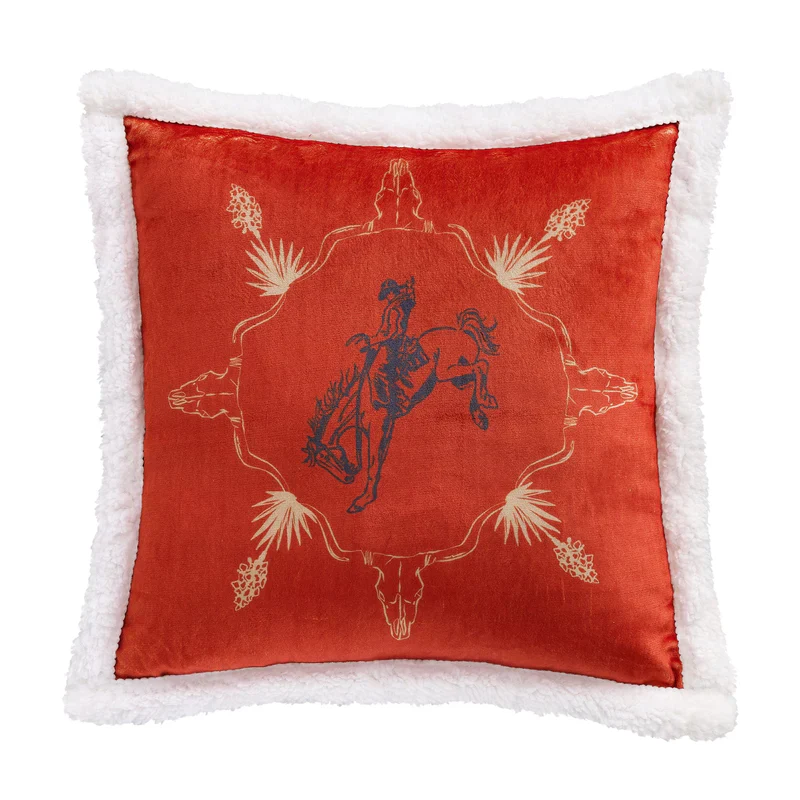 HiEnd Accents Marfa Campfire Bucking Bronc Sherpa Pillow