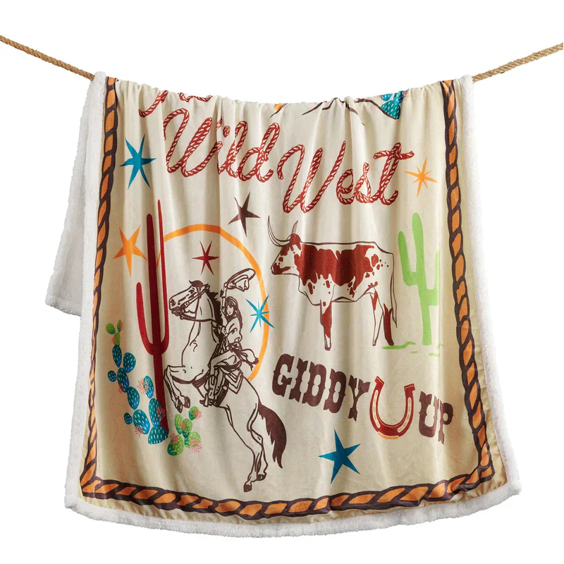 HiEnd Accents Western Adventure Campfire Sherpa Throw