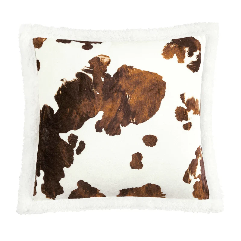 HiEnd Elsa Cowhide Campfire Sherpa Pillow - Brown