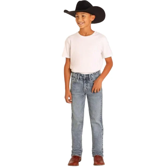 Hooey Boy's Ladder Revolver Slim Straight Stretch Jeans - Mid Wash