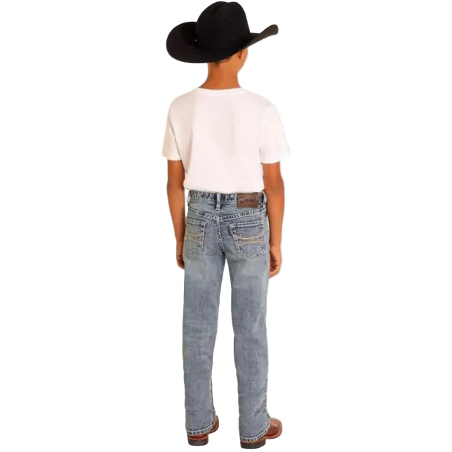 Hooey Boy's Ladder Revolver Slim Straight Stretch Jeans - Mid Wash - Image 2