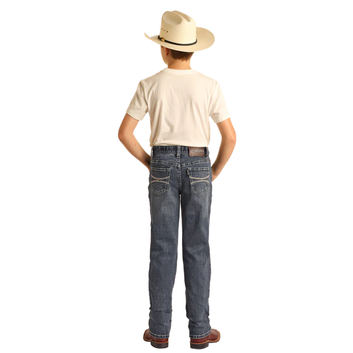 Hooey Boy's Rope Stitch Embroidered Jeans - Medium Vintage - Image 4