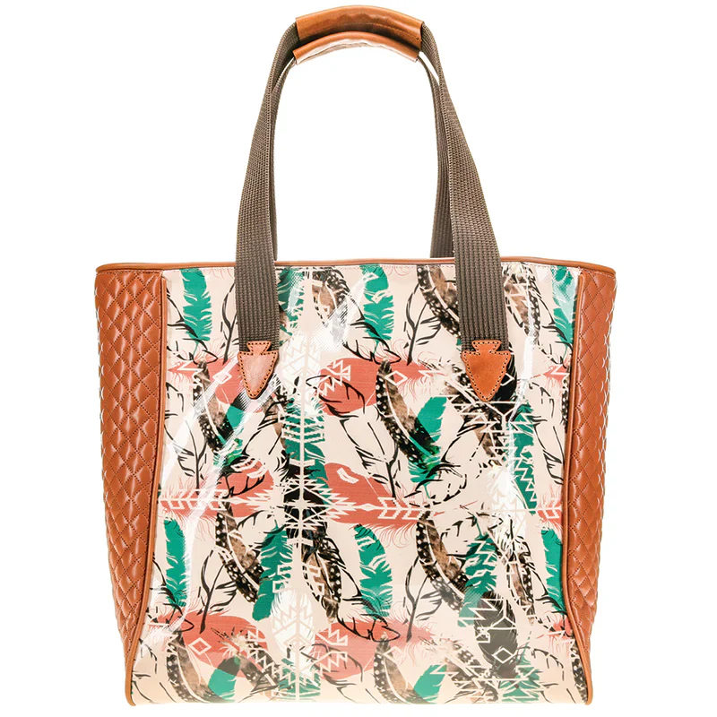 Hooey Topawa Feather Classic Tote Purse - Pink/Brown - Image 2