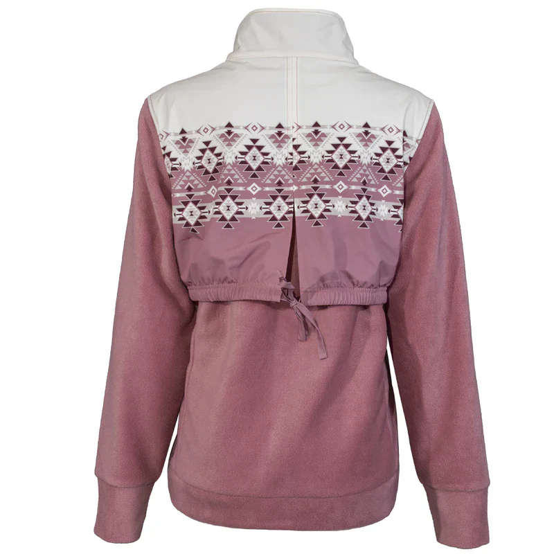 Hooey Women's Tech Fleece Jacket - Pink w/White Aztec - Image 2
