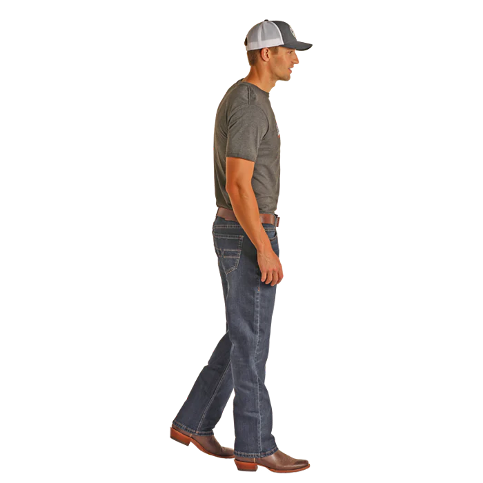 Hooey Mens Relaxed Tapered Stretch Stackable Bootcut Jeans - Dark Vintage - Image 3