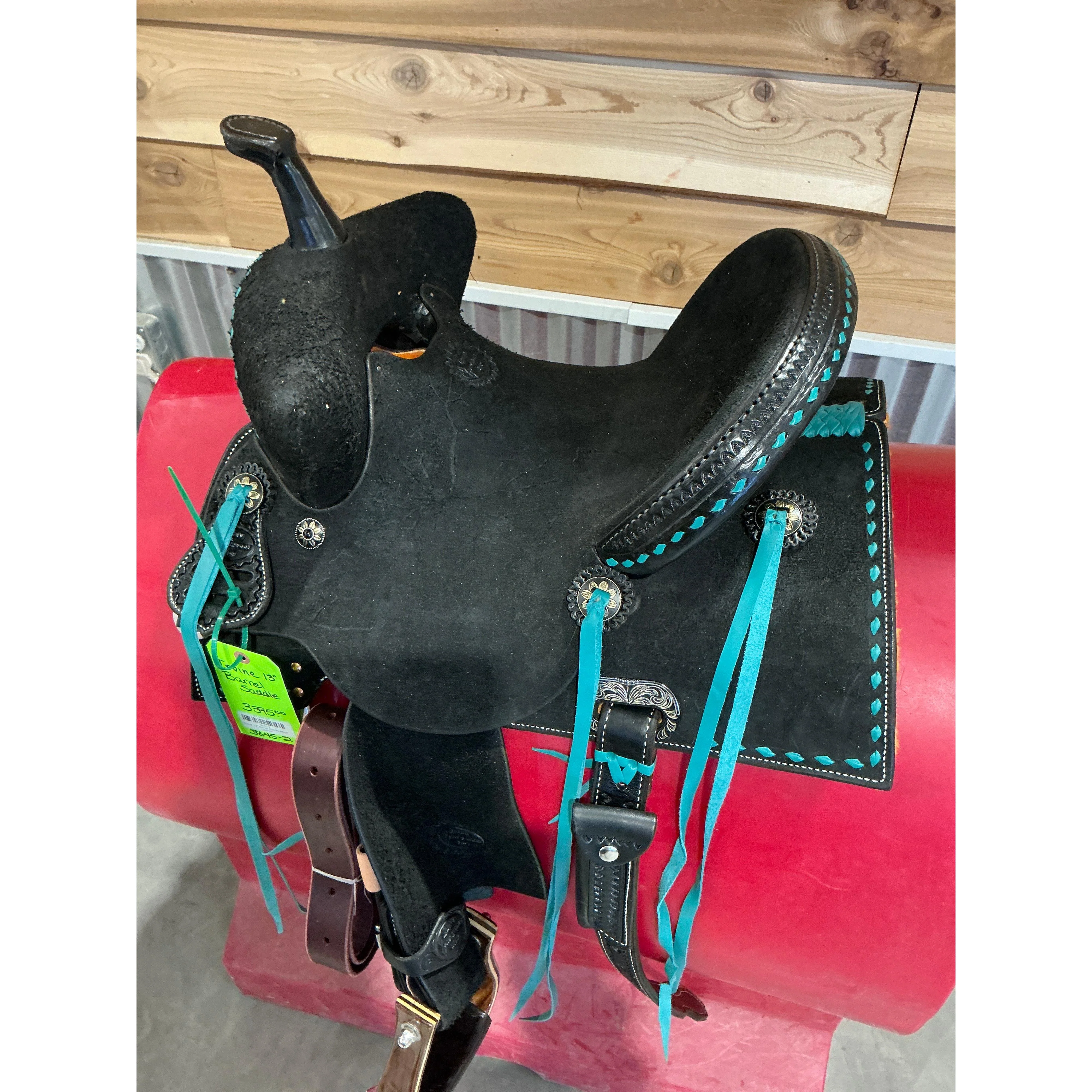Irvine 13" Barrel Saddle-Black Leather - Image 2