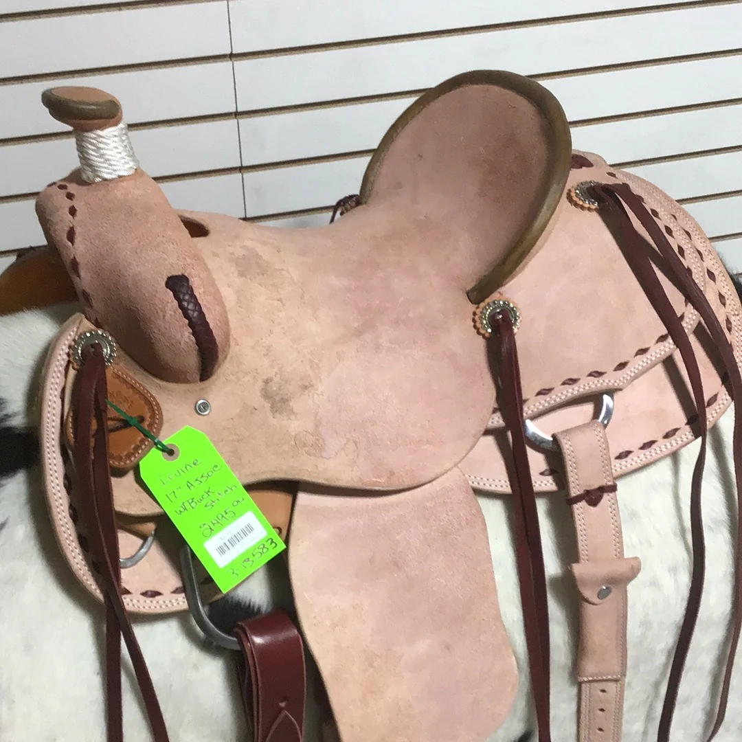 Irvine 17" Association Ranch Saddle - Rough Out w/Buckstitch - Image 2