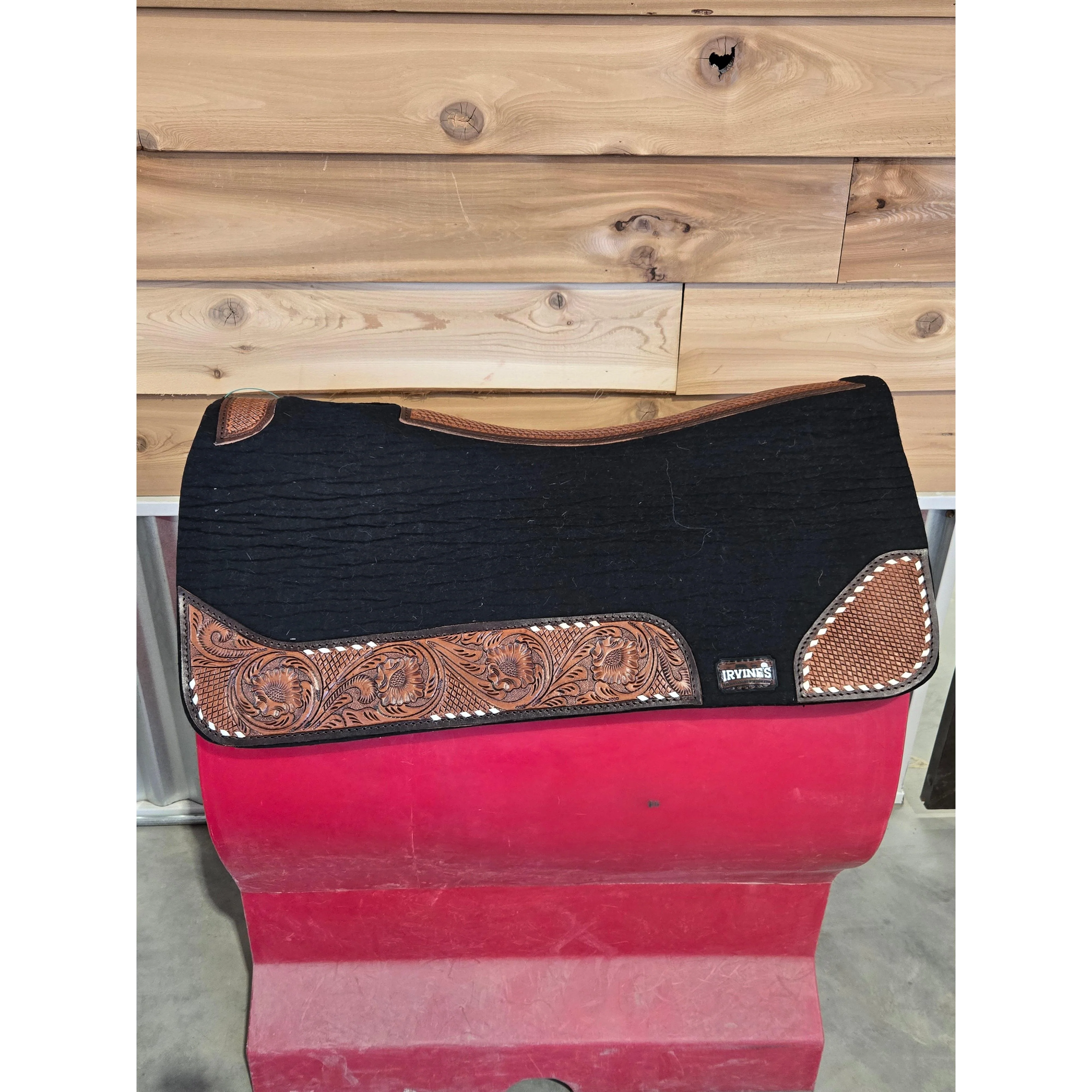Irvine Compressed Wool Saddle Pad - Tooled Wear Leathers - Image 2