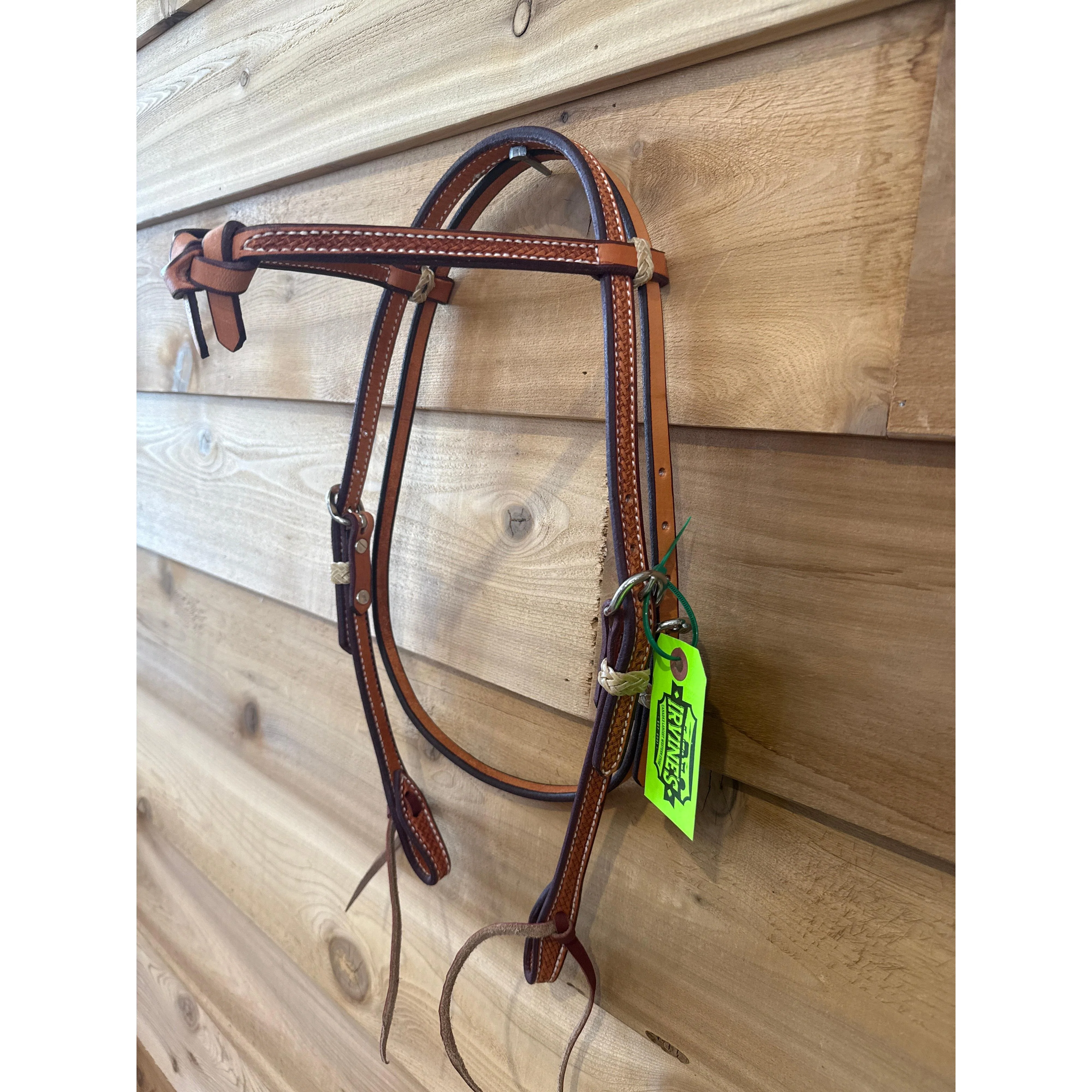 Irvine's Tie Front Headstall - Basket Stamp w/ Tie Ends