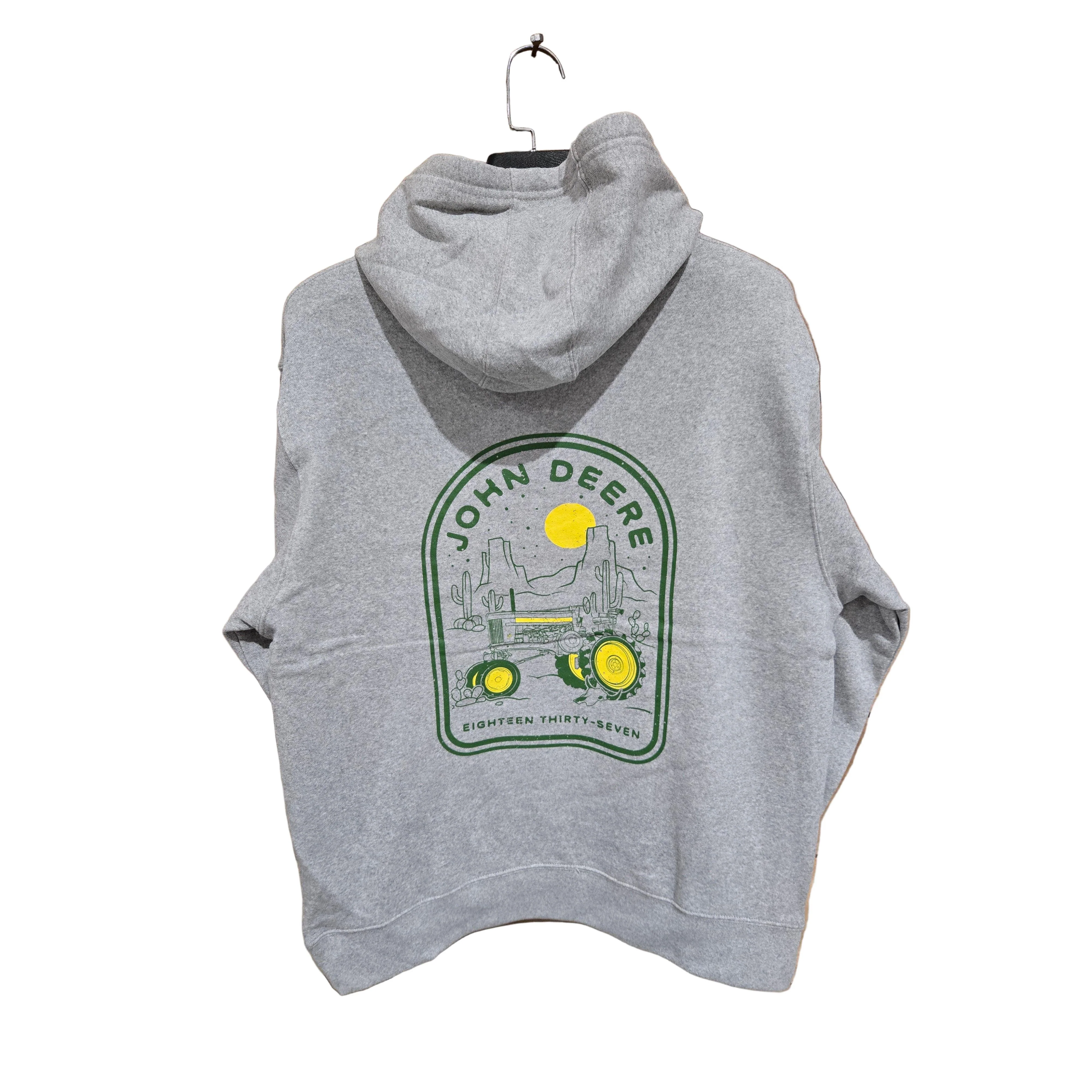 John Deere Unisex Logo Hoodie - Oxford Heather - Image 2