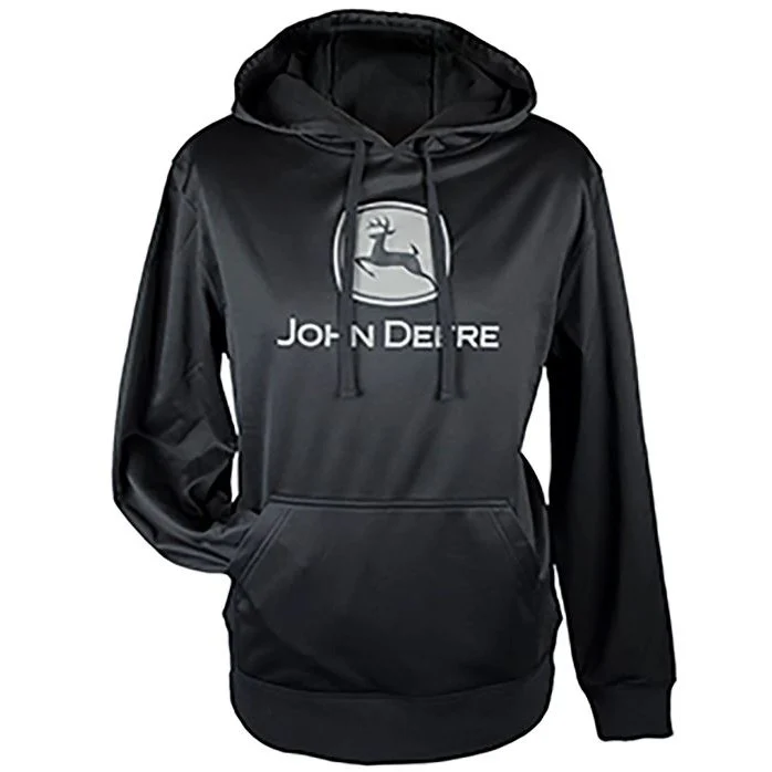 John Deere Men's Black Poly Fleece Hoodie - Black