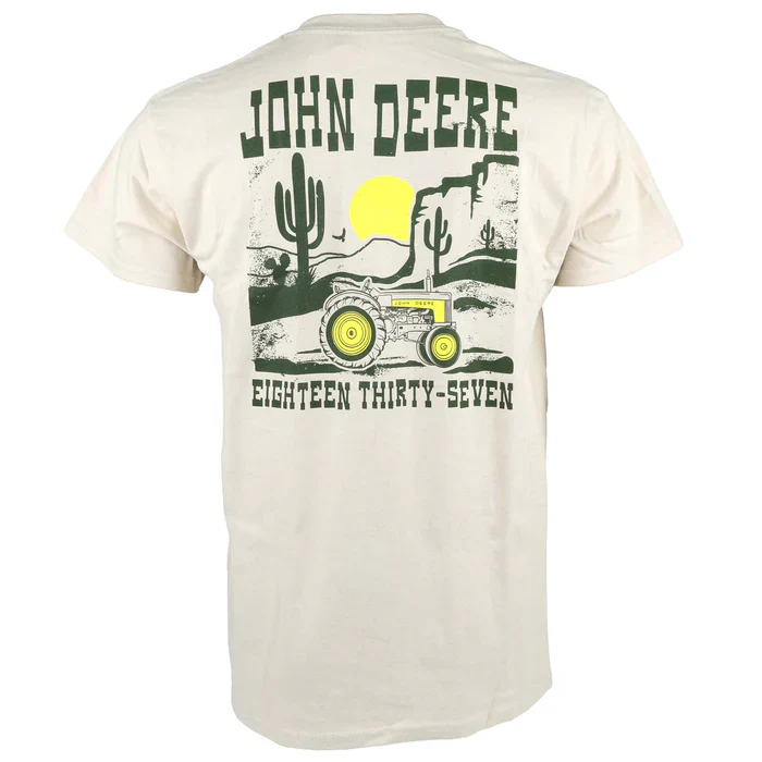 John Deere Men's 1837 Vintage Look Short Sleeve T-Shirt - Latte - Image 2