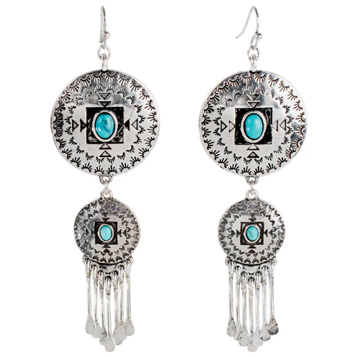 Justin Concho Pendant Chandelier with Stones Earrings