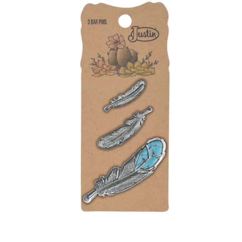 Justin Hat Pin 3 pack Feather