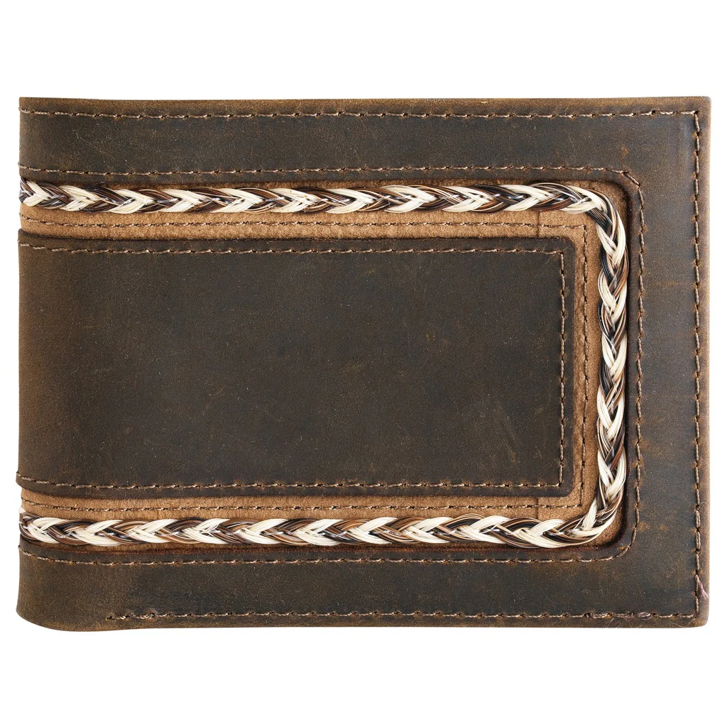 Justin Men's Horse Hair Braid Leather Bifold Wallet - Brown