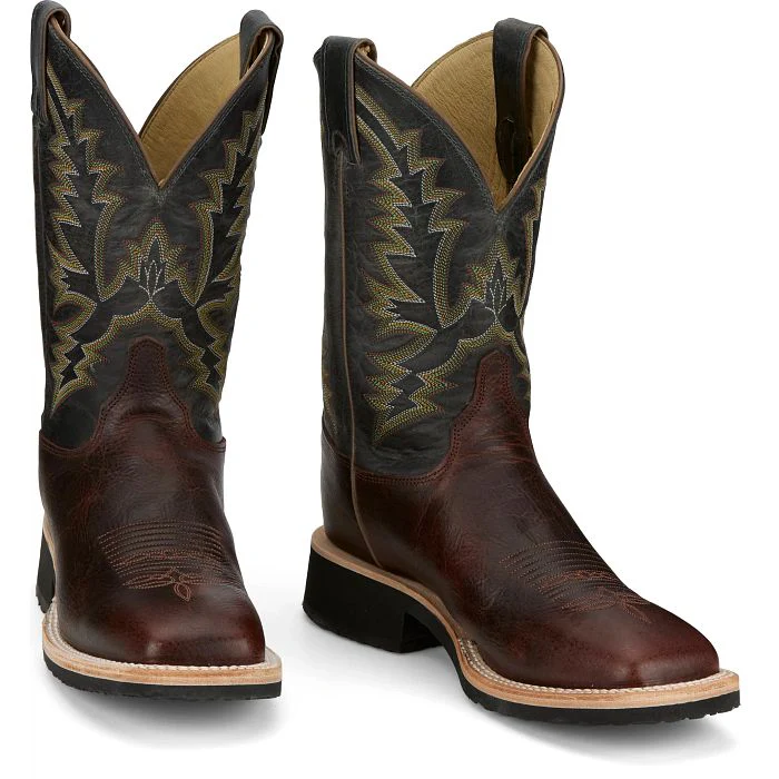 Justin Men's Trainor 11" Western Cowboy Boots- Cognac