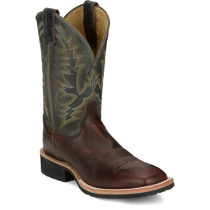 Justin Men's Trainor 11" Western Cowboy Boots- Cognac - Image 2