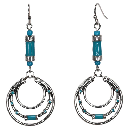 Justin Turquoise Colored Enamel Hoop Earrings