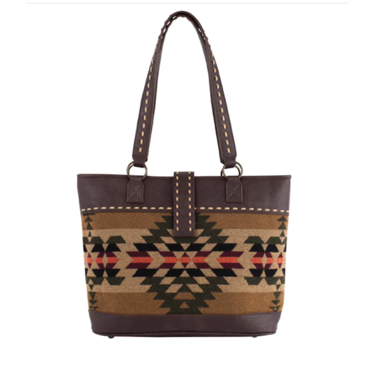 Justin Women's Aztec Tote with Buckstitch- Brown